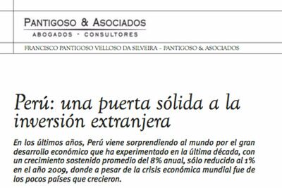 PERÚ: Una puerta sólida a la inversión extranjera